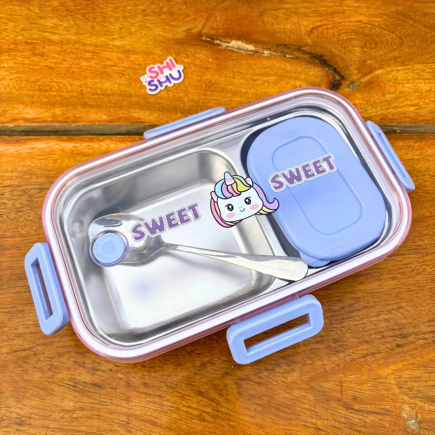 Trendy Rectangle Cartoon Stainless Steel Lunch box (Surprise Colour)