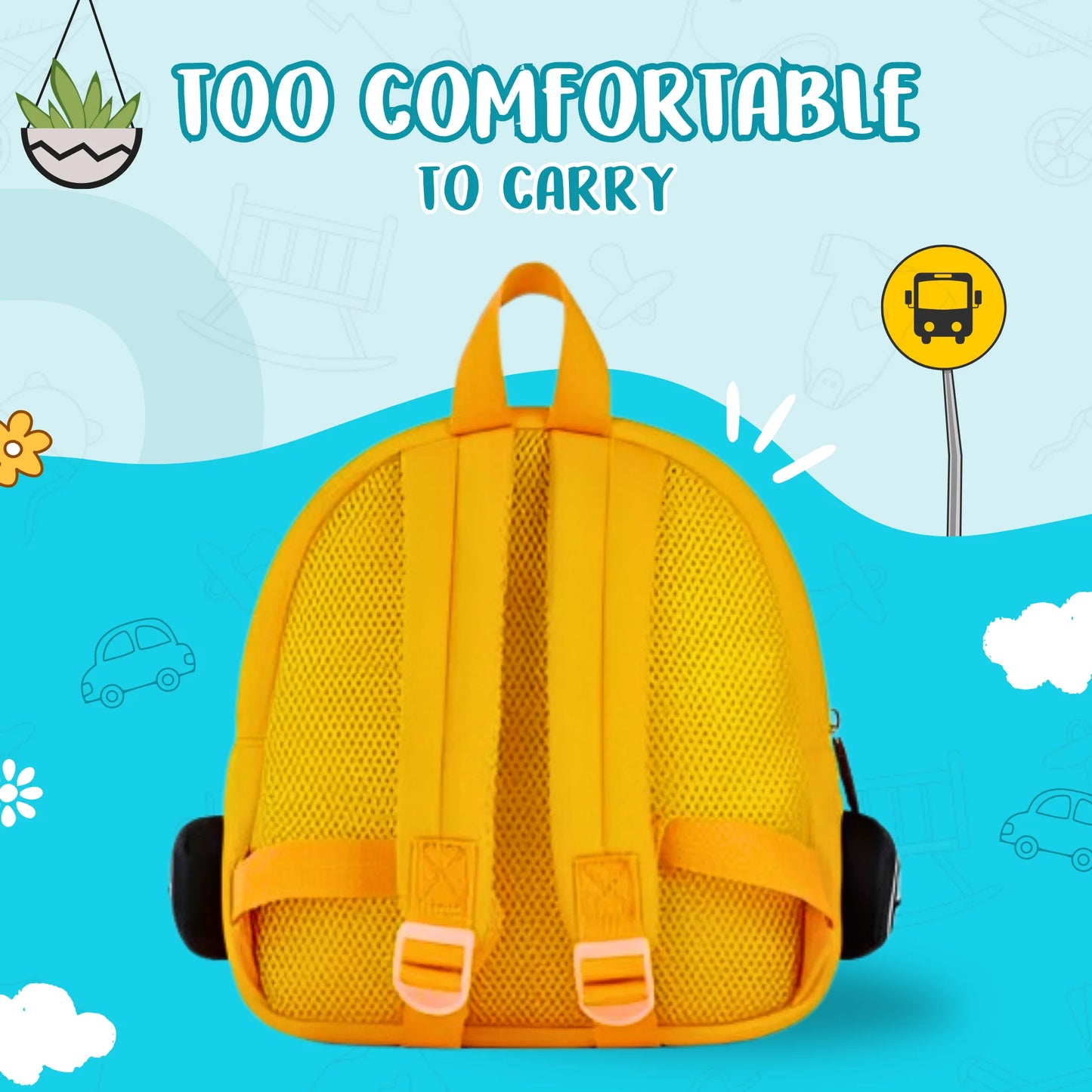 Cute Yellow School Bus Soft Plush Backpack For Kids