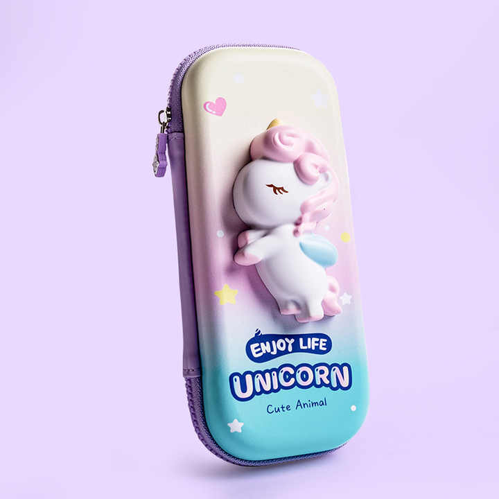 Trendy 3D Sponge Unicorn Pen & Pencil Case